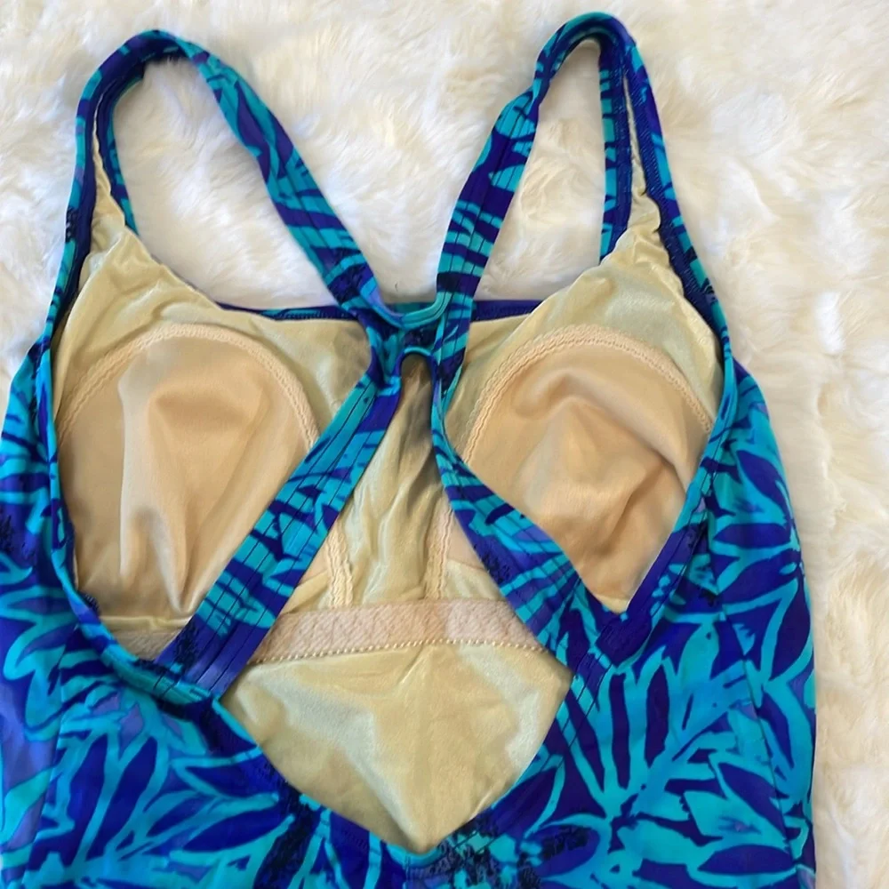 Speedo One-Piece Swimsuit 12 - Blue and Teal Floral