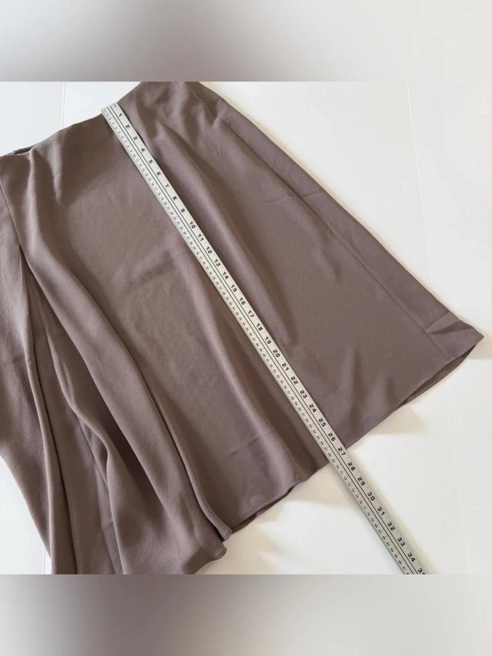 Spanx Skirt Womens XL Taupe Smoke Asymmetric Crepe Midi New