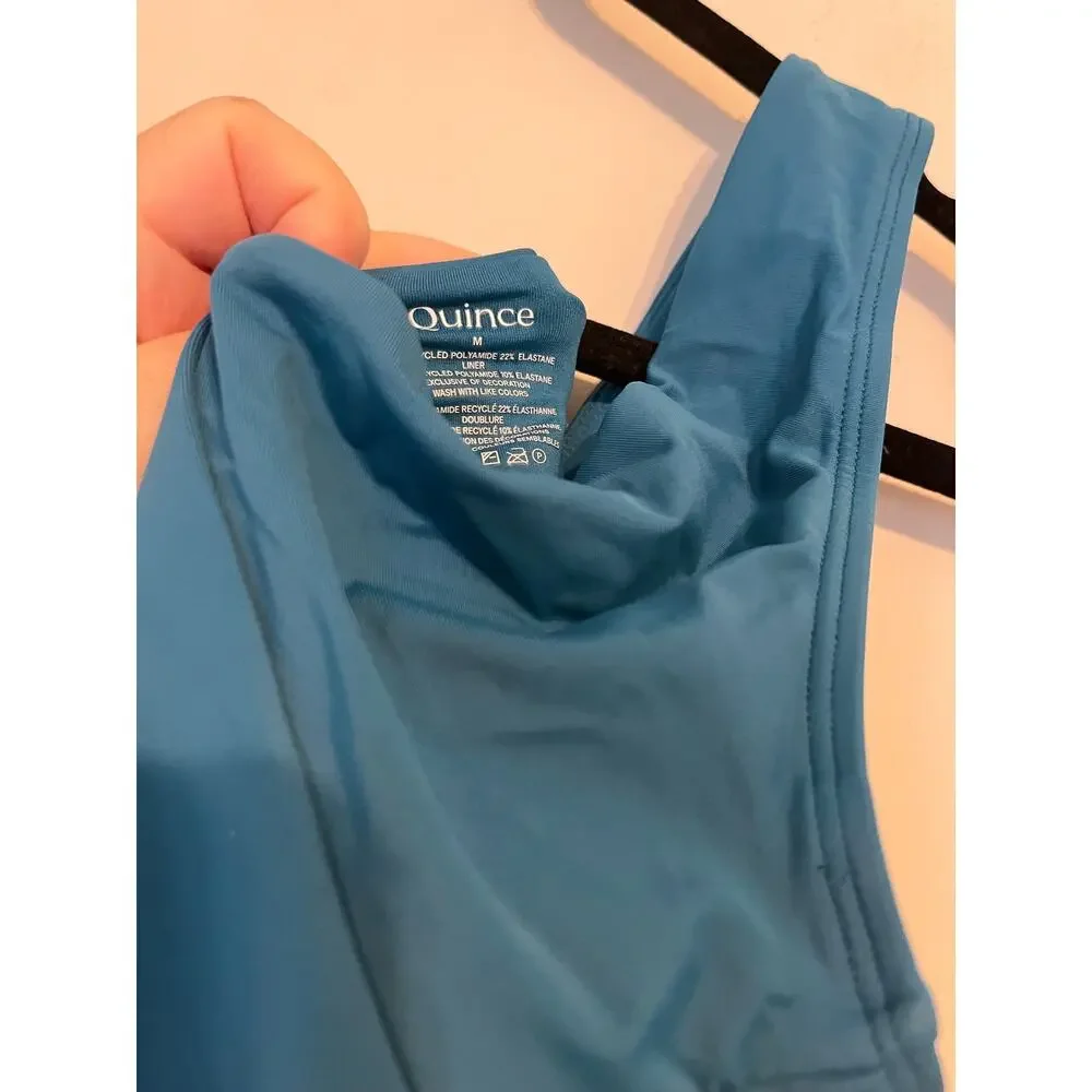 Quince Italian Plunge One-Piece Swimsuit in Deep Lagoon Teal Size M NWT!