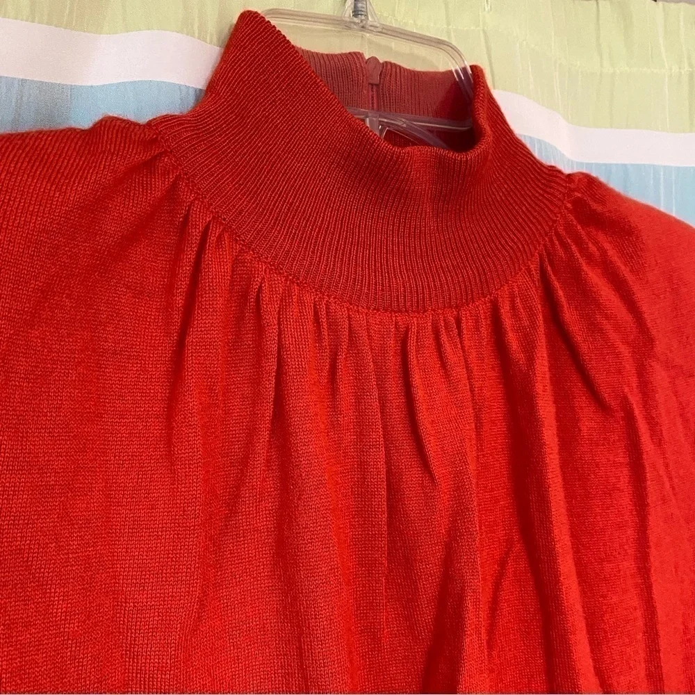 Vintage Mondi Sweater Knit High Neck Red Rust Sz 34