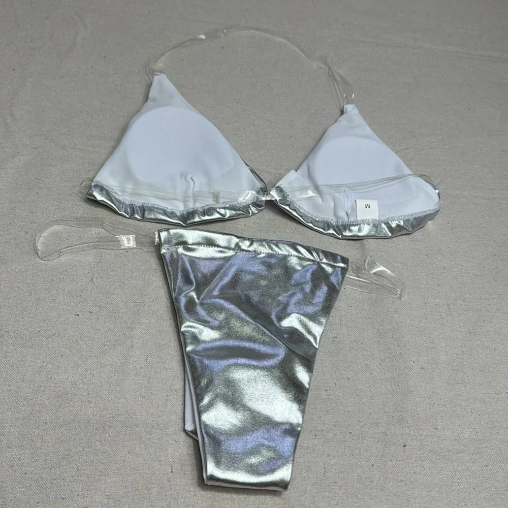 Bundle Of 2 Set Metallic Silver and Gold  Women’s Bikini Beach.
