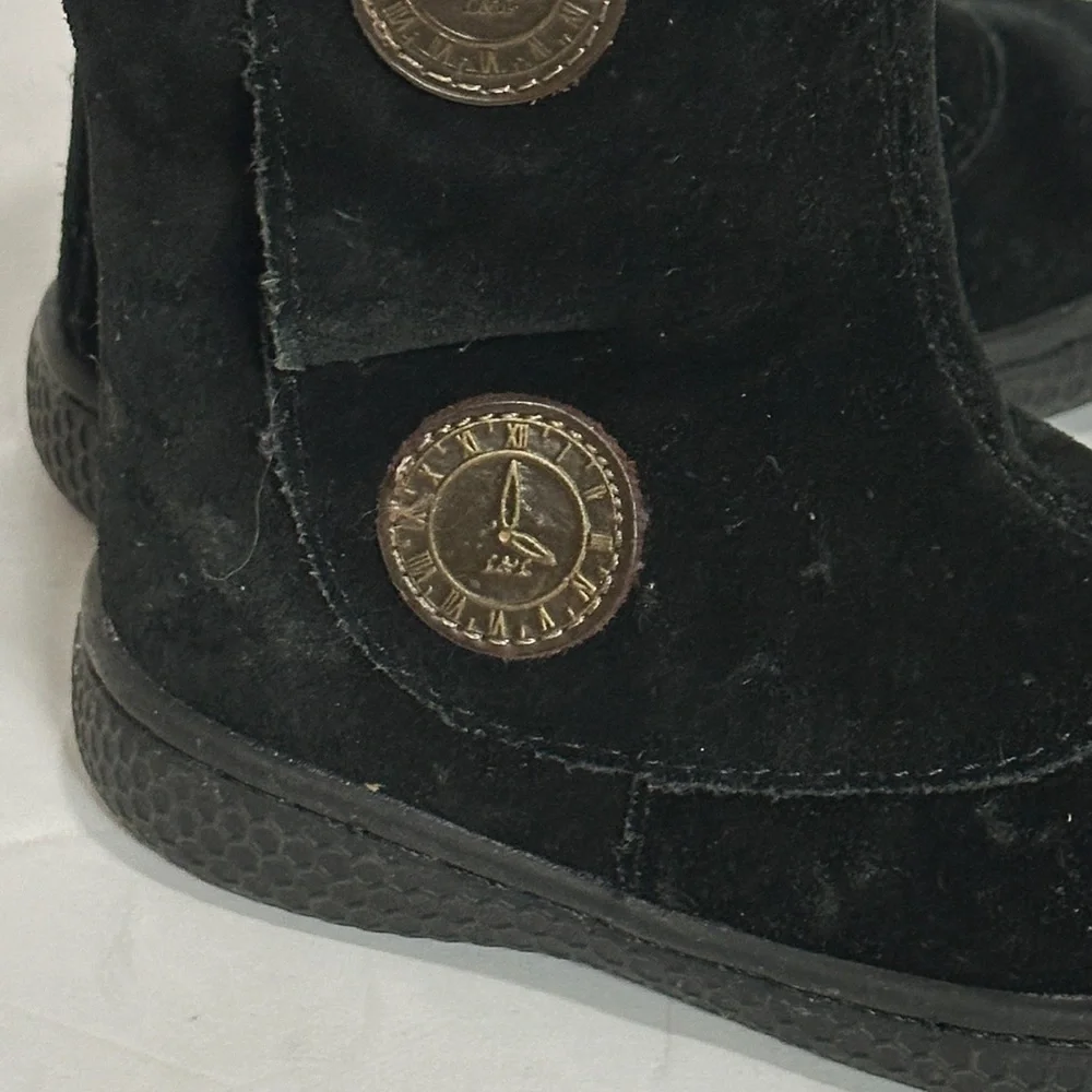 Livie & Luca girls Black Suede Boots with Button Accents size 6
