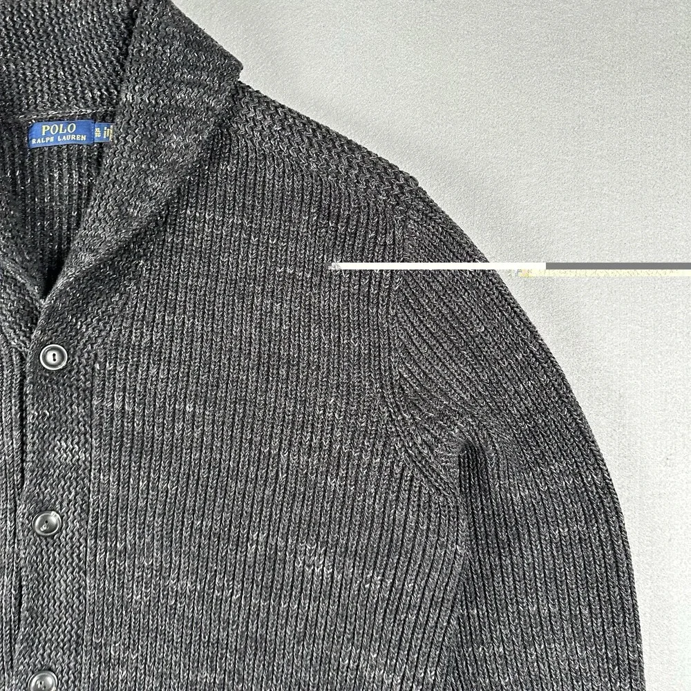 Polo Ralph Lauren Shawl Collar Cardigan Sweater Men's XL Heathered Gray Knit