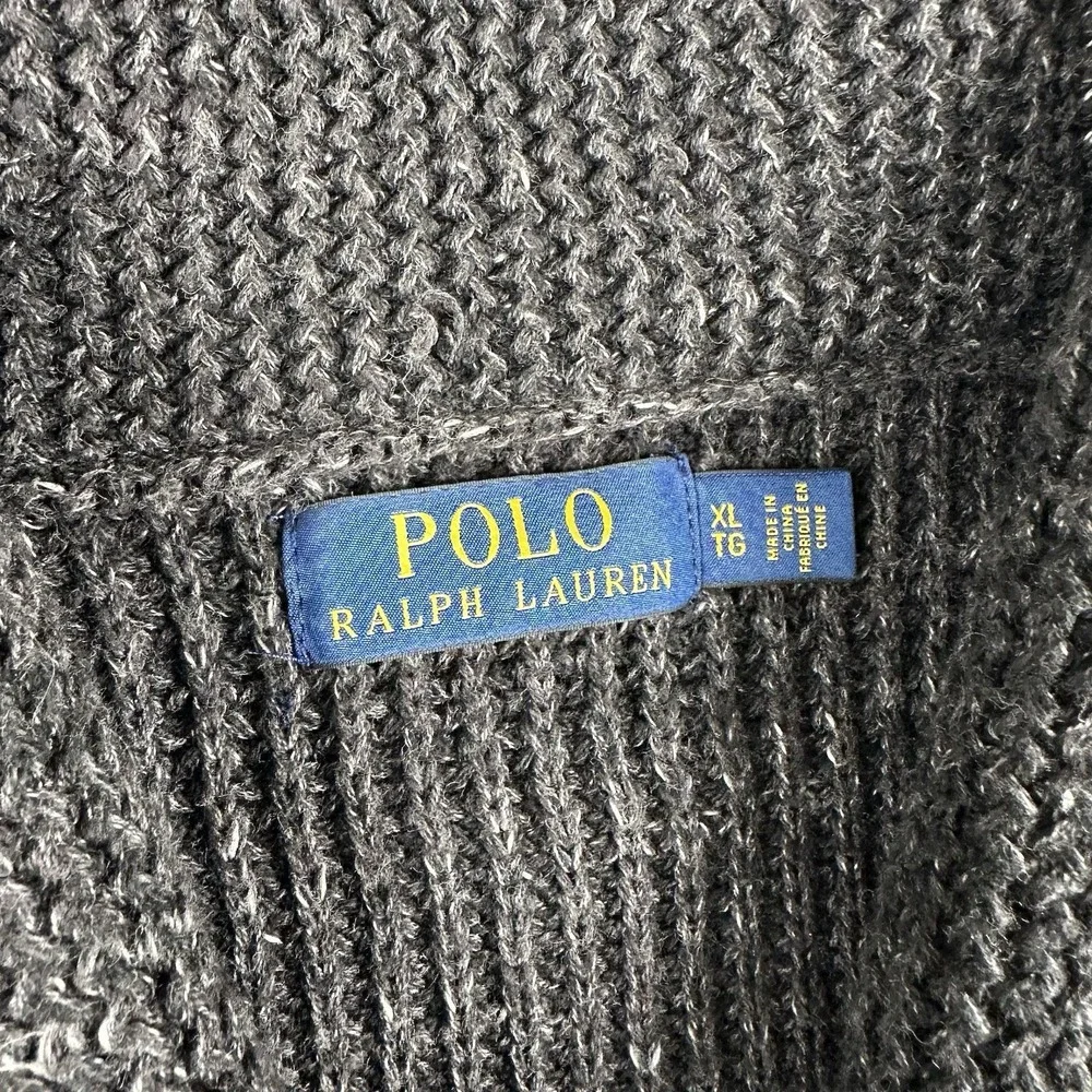 Polo Ralph Lauren Shawl Collar Cardigan Sweater Men's XL Heathered Gray Knit