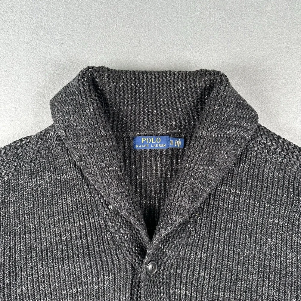Polo Ralph Lauren Shawl Collar Cardigan Sweater Men's XL Heathered Gray Knit