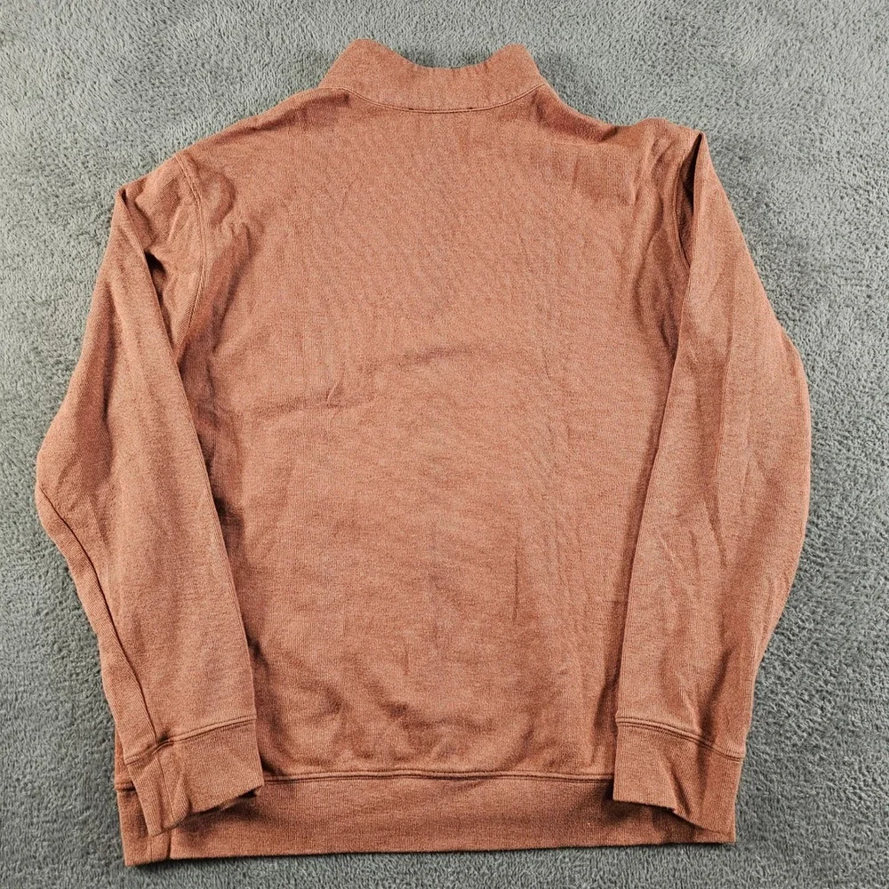 Magaschoni Mens Quarter Zip Pullover Sweater Rust Orange Heathered Size M