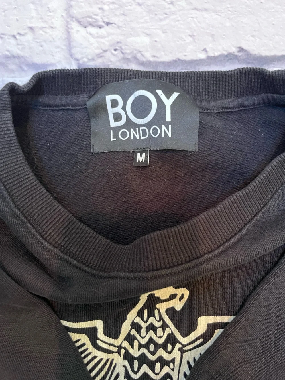 BOY LONDON black white logo crewneck 100% cotton sweatshirt streetwear unisex M