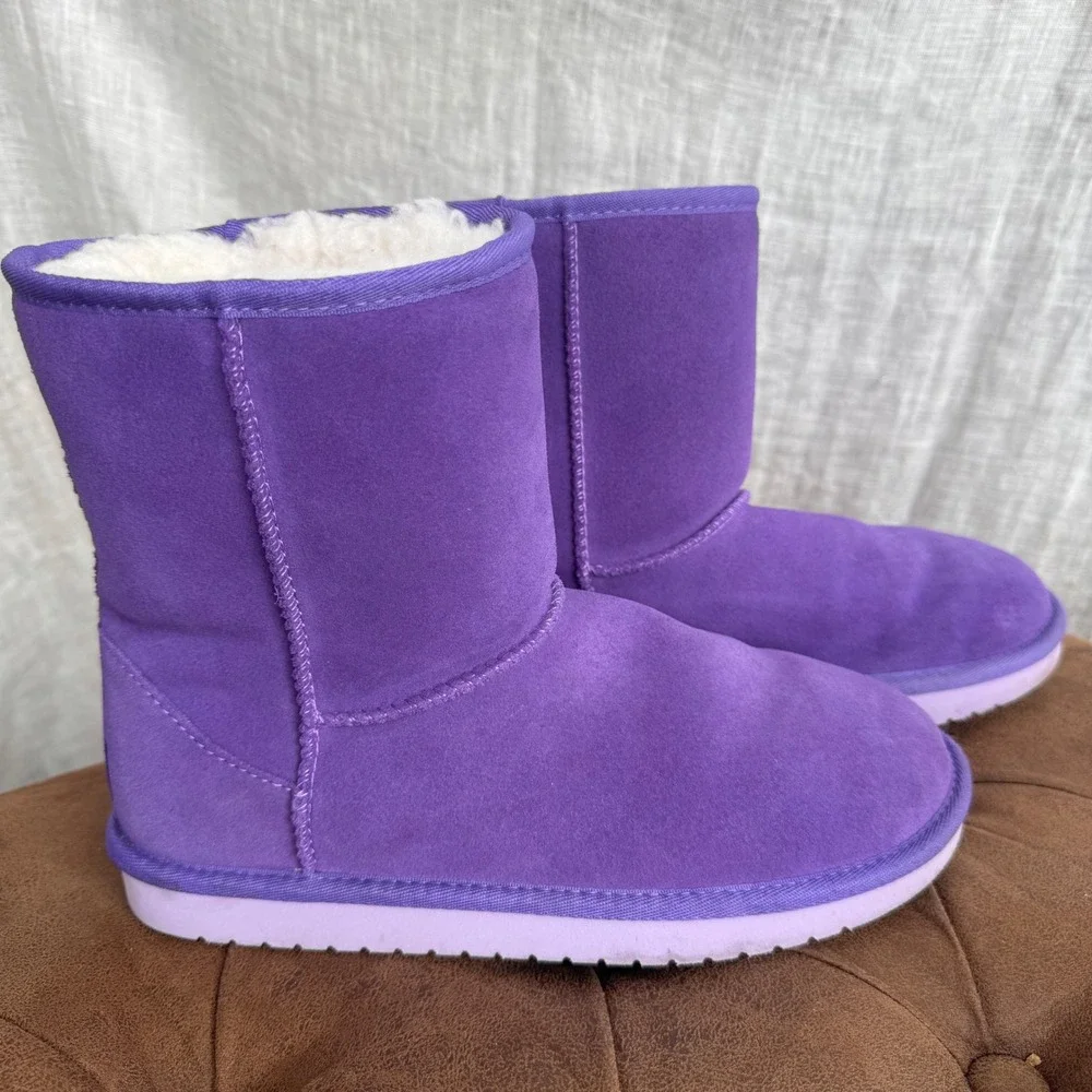 Koolaburra by UGG Boots Girls 5 Purple‎ Suede Lined Winter Boots Excellent