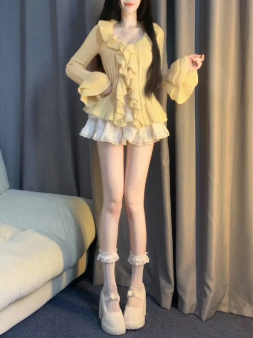 Yellow Casual Women's Knit Top