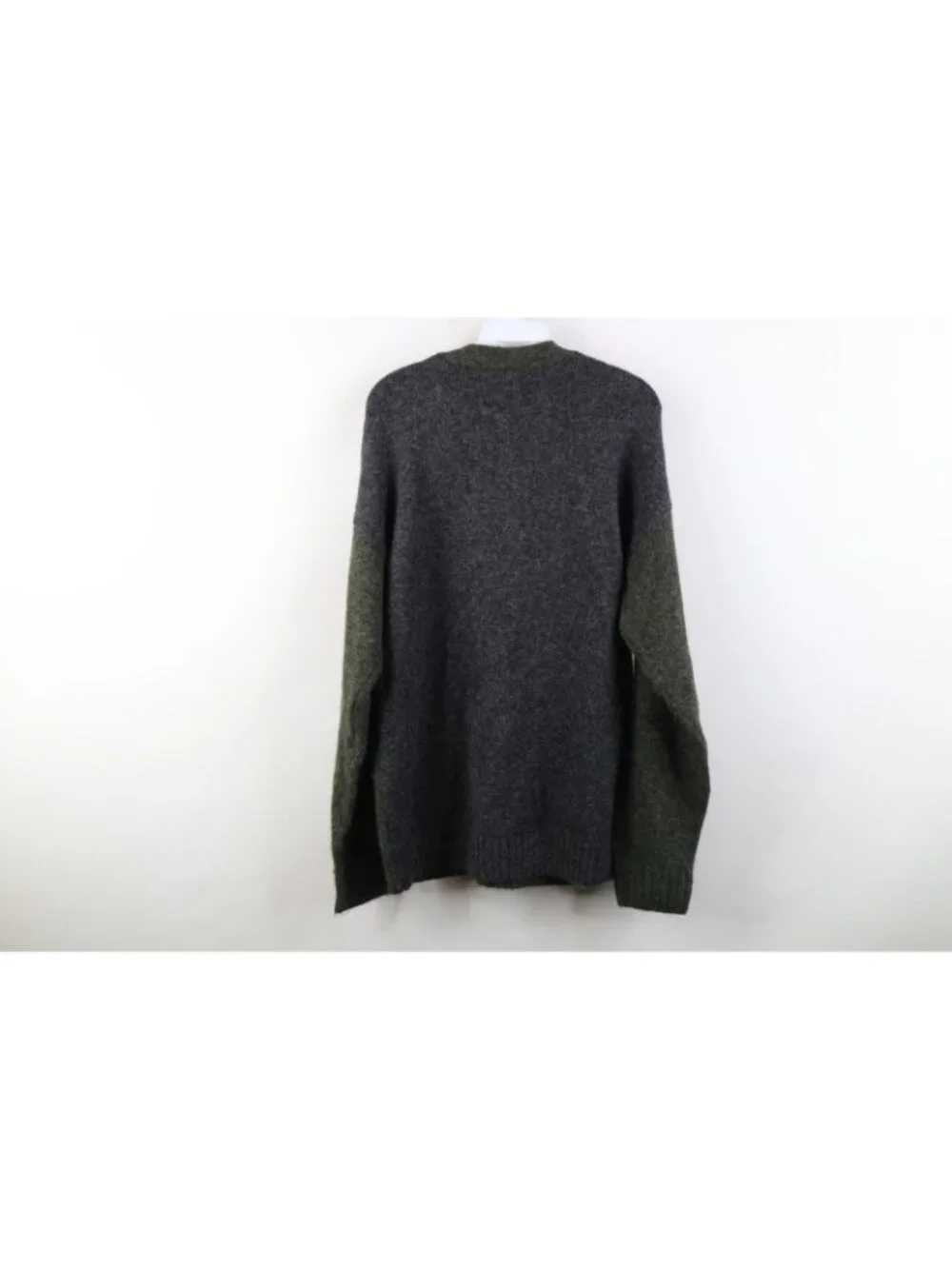 Deadstock Y2K Express Mens Medium Wool Blend Mohair Shag Cardigan Sweater Green