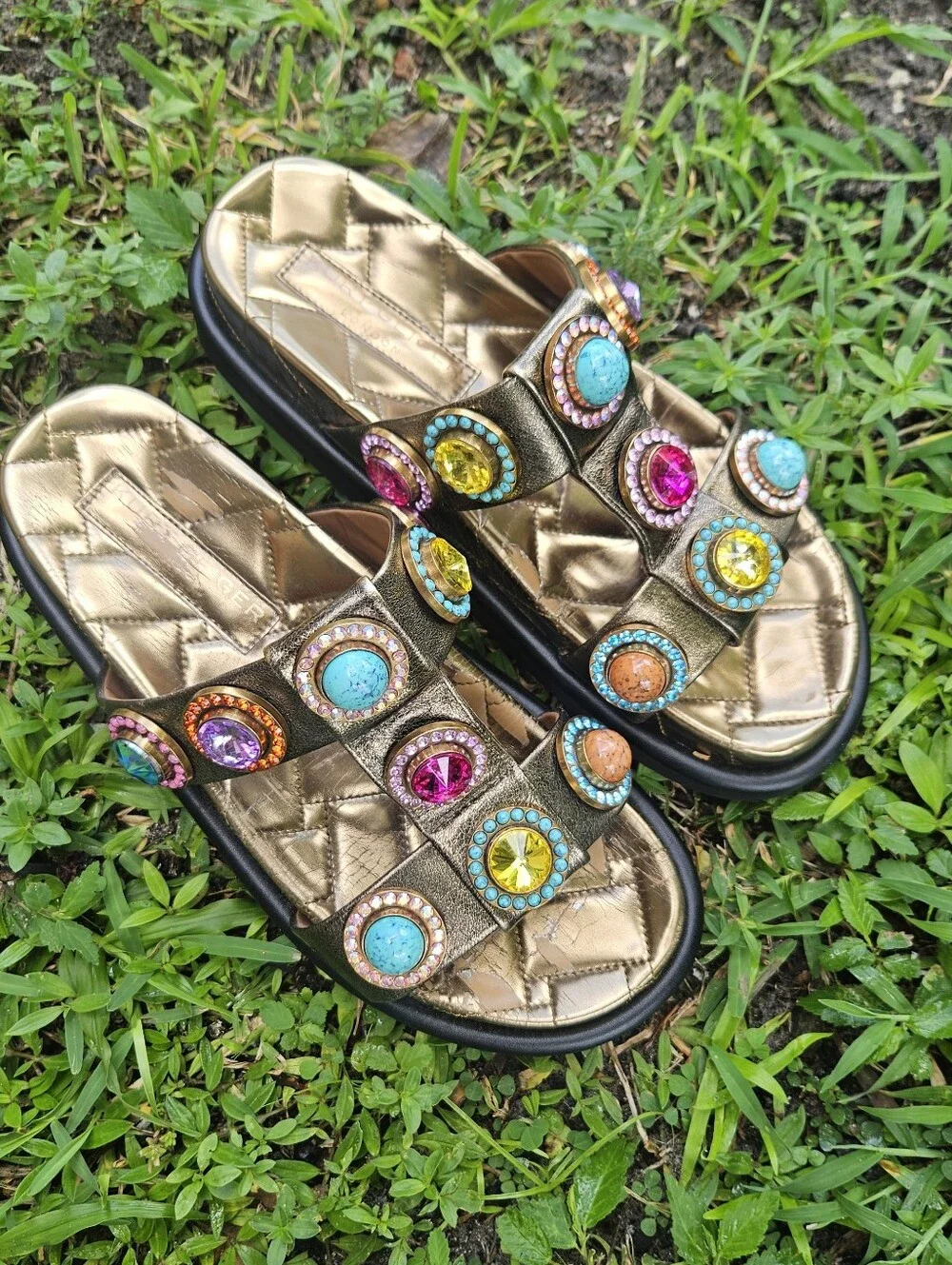 Kurt Geiger Jeweled Sandals, Jeweled Sandals, Size 9.5 Sandals Womens Shoes