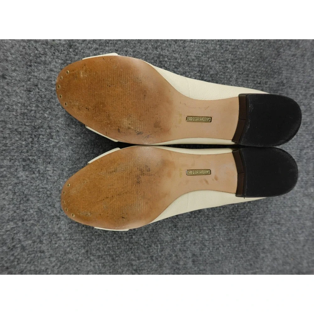 Louise et Cie Lo-Brianna Pumps Womens 8M Pale White Leather Block Heel‎ Buckle