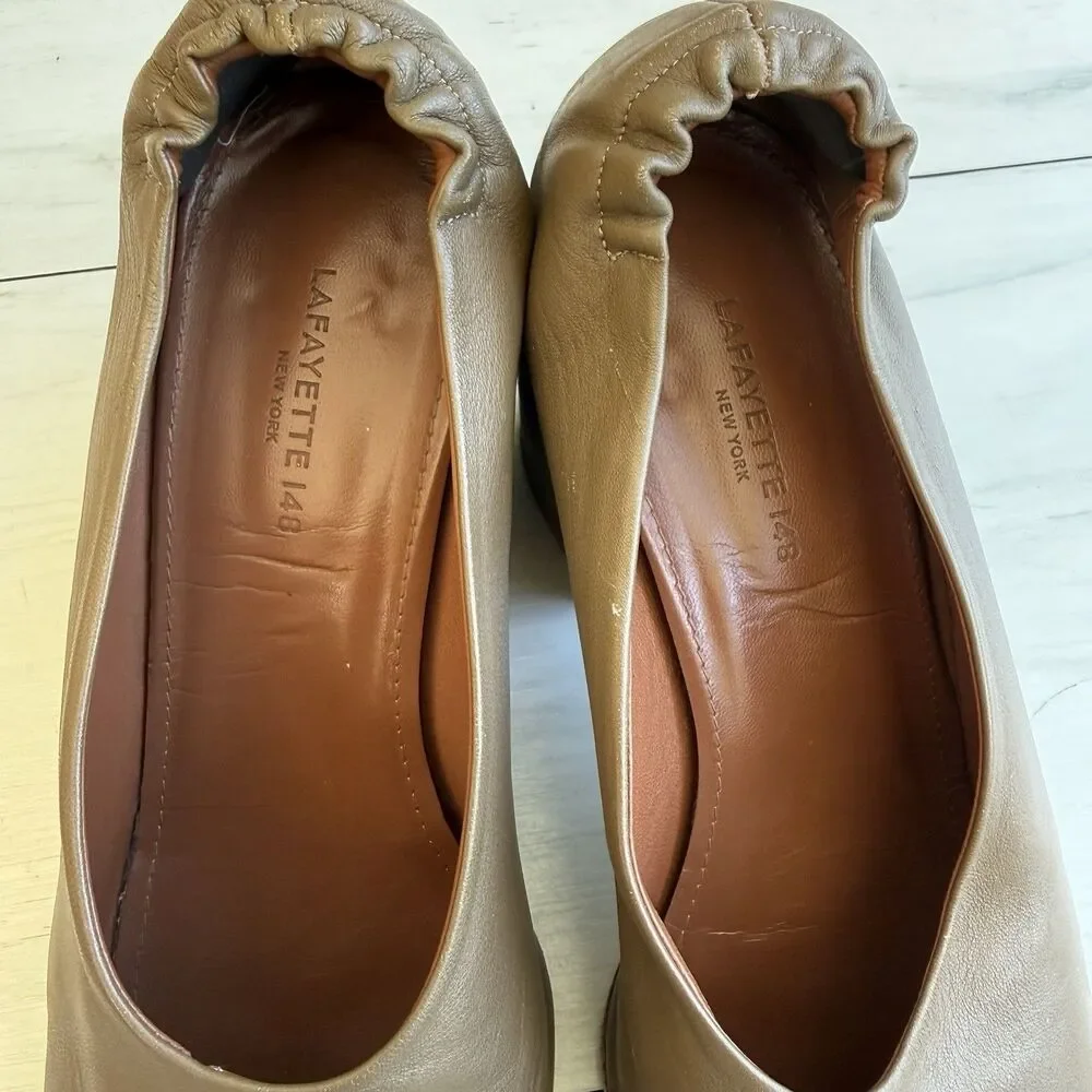 Lafayette 148 New York Nappa Leather Square Toe Pumps Olive Green Size 40 Chunky