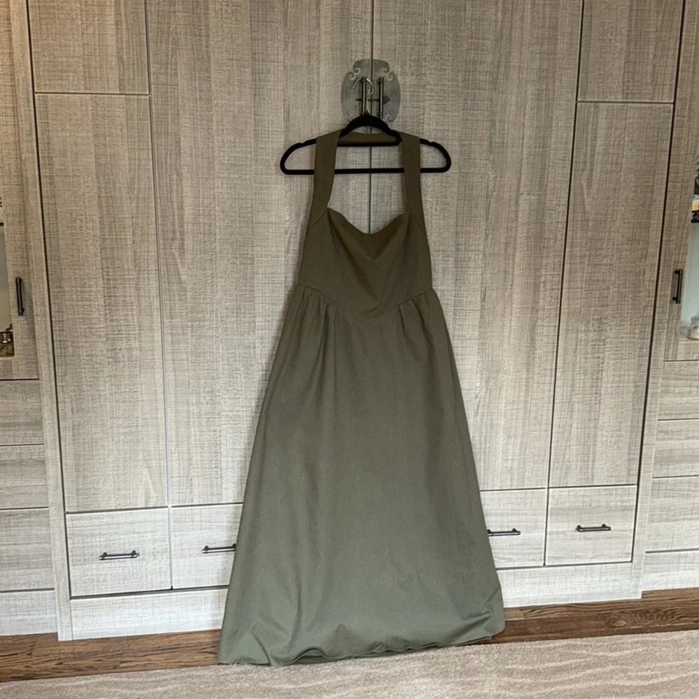 Commense Cotton & Linen Halter A Line Long Dress‎
