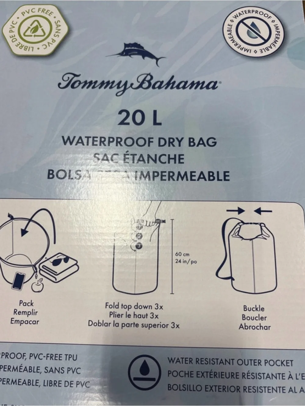 Tommy Bahama Blue Stripe Waterproof Dry Bag -20L