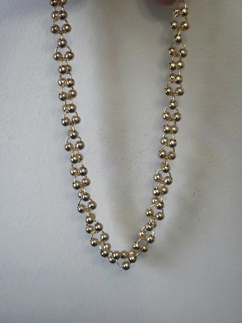Fashion Designer Boutique Jewelry Gold Beaded Statement Necklace Stainless Steel