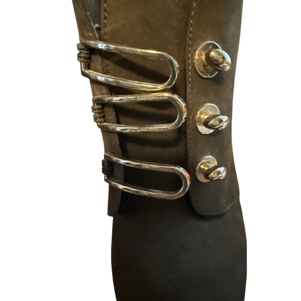 LimeLight Vittoria Brown Stiletto Ankle‎ Booties Zip 8.5 Witchy Officesiren Y2K