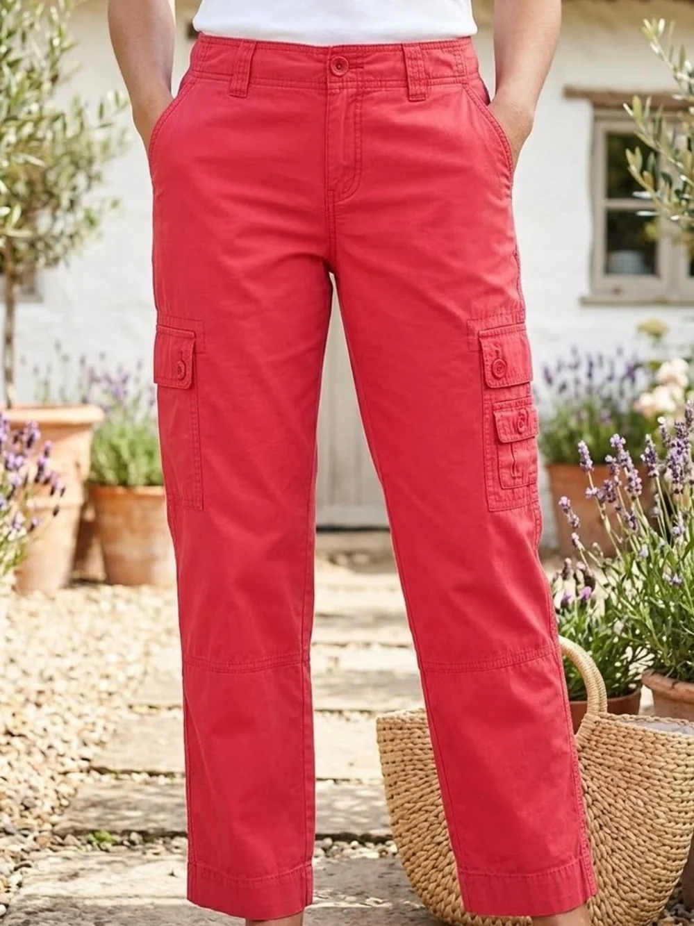 Ralph Lauren Red Cargo Cropped Pants 4