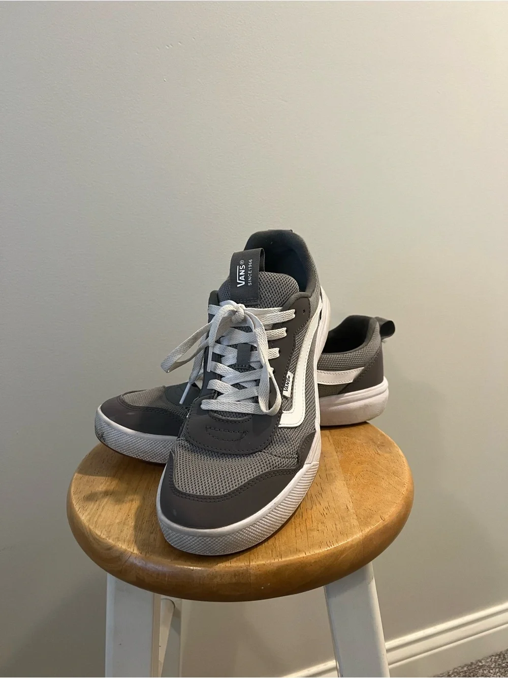 Vans Gray and White Low-Top Skate Shoe