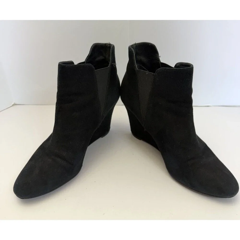 Via Spiga Women's Kenzie Black Suede Wedge Bootie Sz 7M