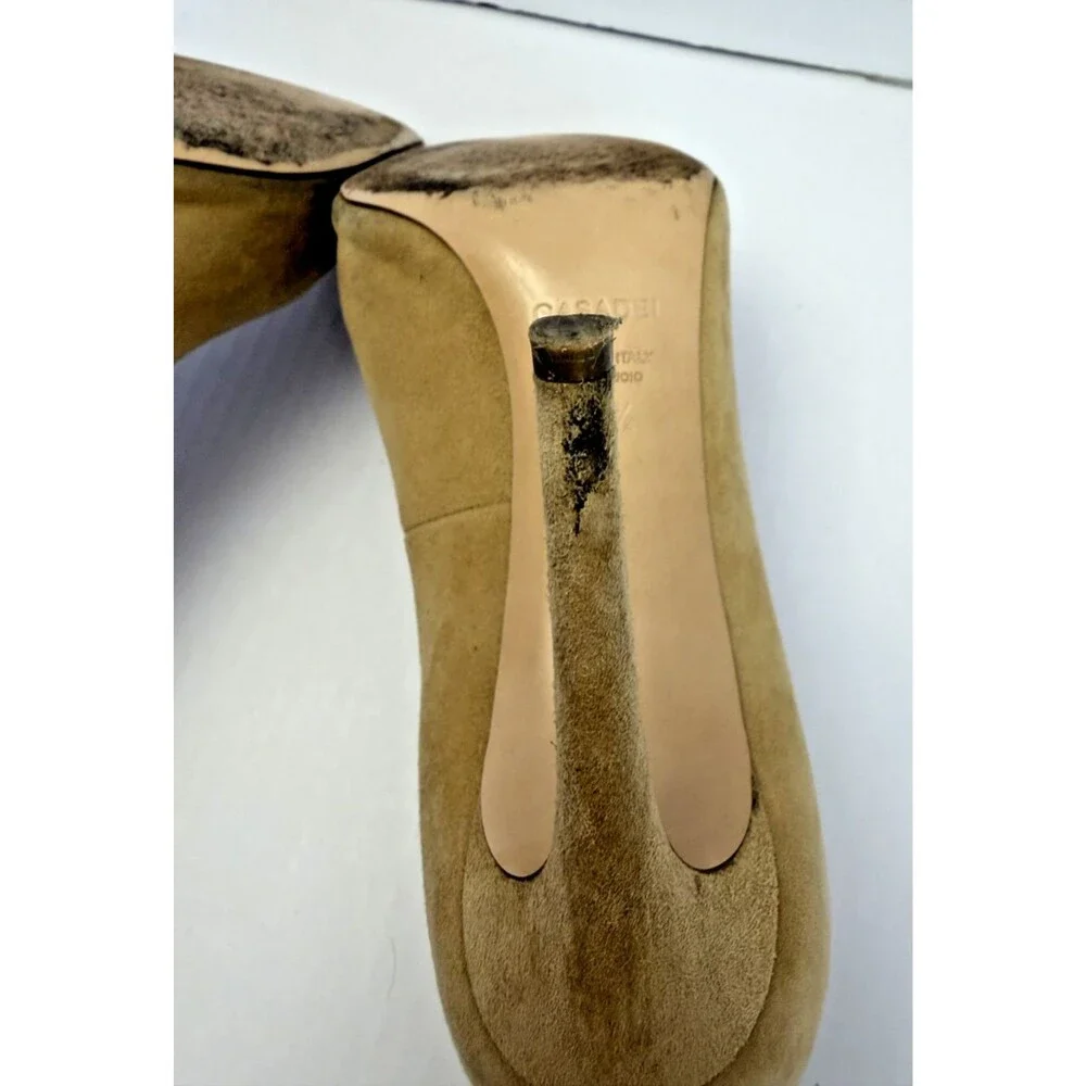 CASADEI Burgundy Suede Pumps Blade Heels Size 9 Good Used Condition