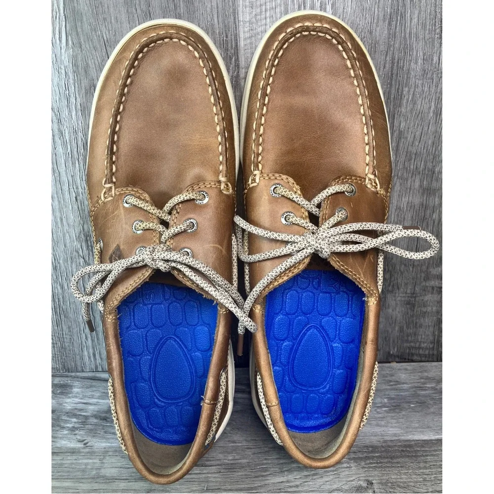 Sperry Top-Sider Mens 9.5 M Leather Boat Shoes Loafers STS15042 Tan Cupsole