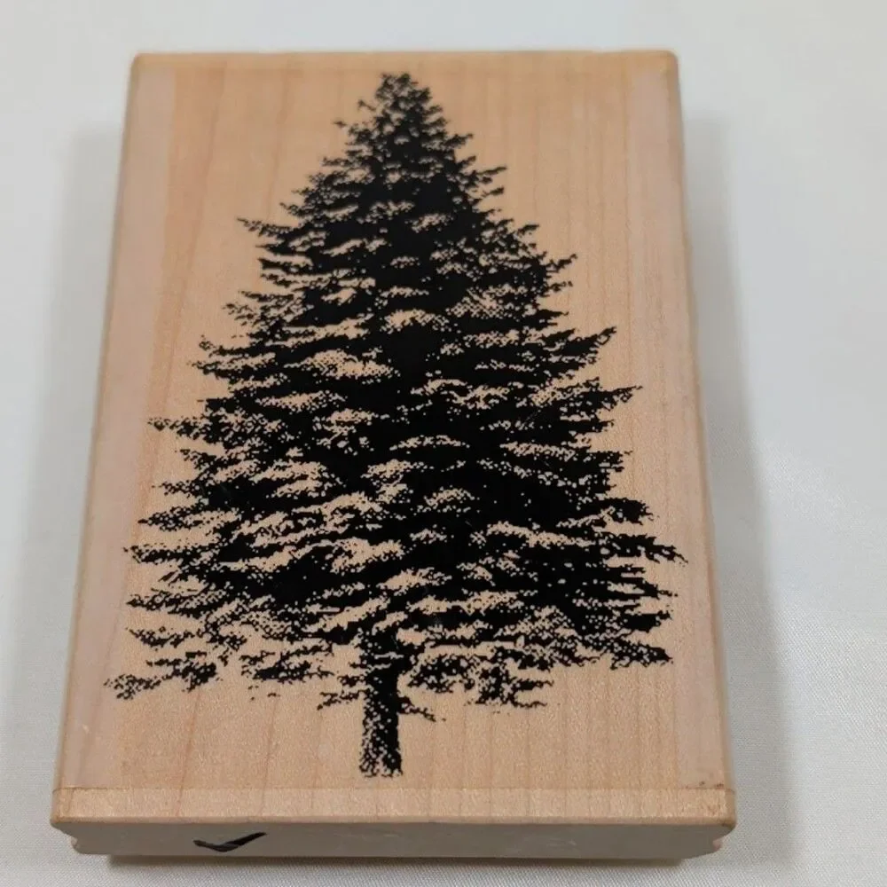 Stampington & Company Grand Tree C8430 Large Evergreen Pine Wood Rubber Stamp