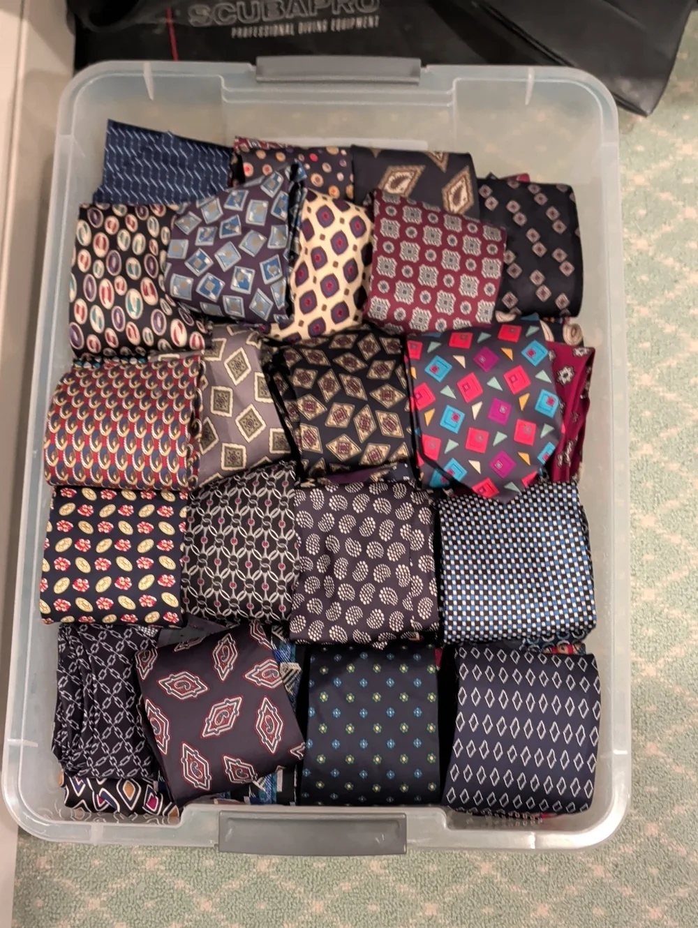 Men's Patterned Necktie Bundle - Navy, Burgundy, Black With And Without Tags.