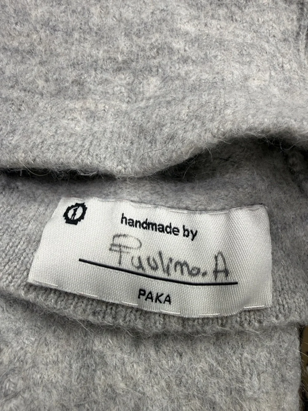 PAKA Men's Crewneck Sweater Hoodie in Light Gray Handmade.