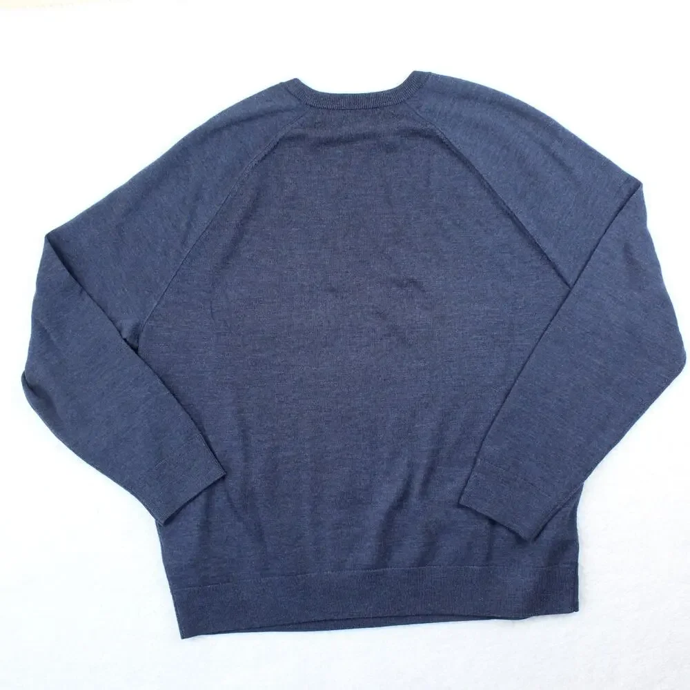 Banana Republic Wool Sweater Mens XL Blue Merino Italian Baruffa Preppy Office