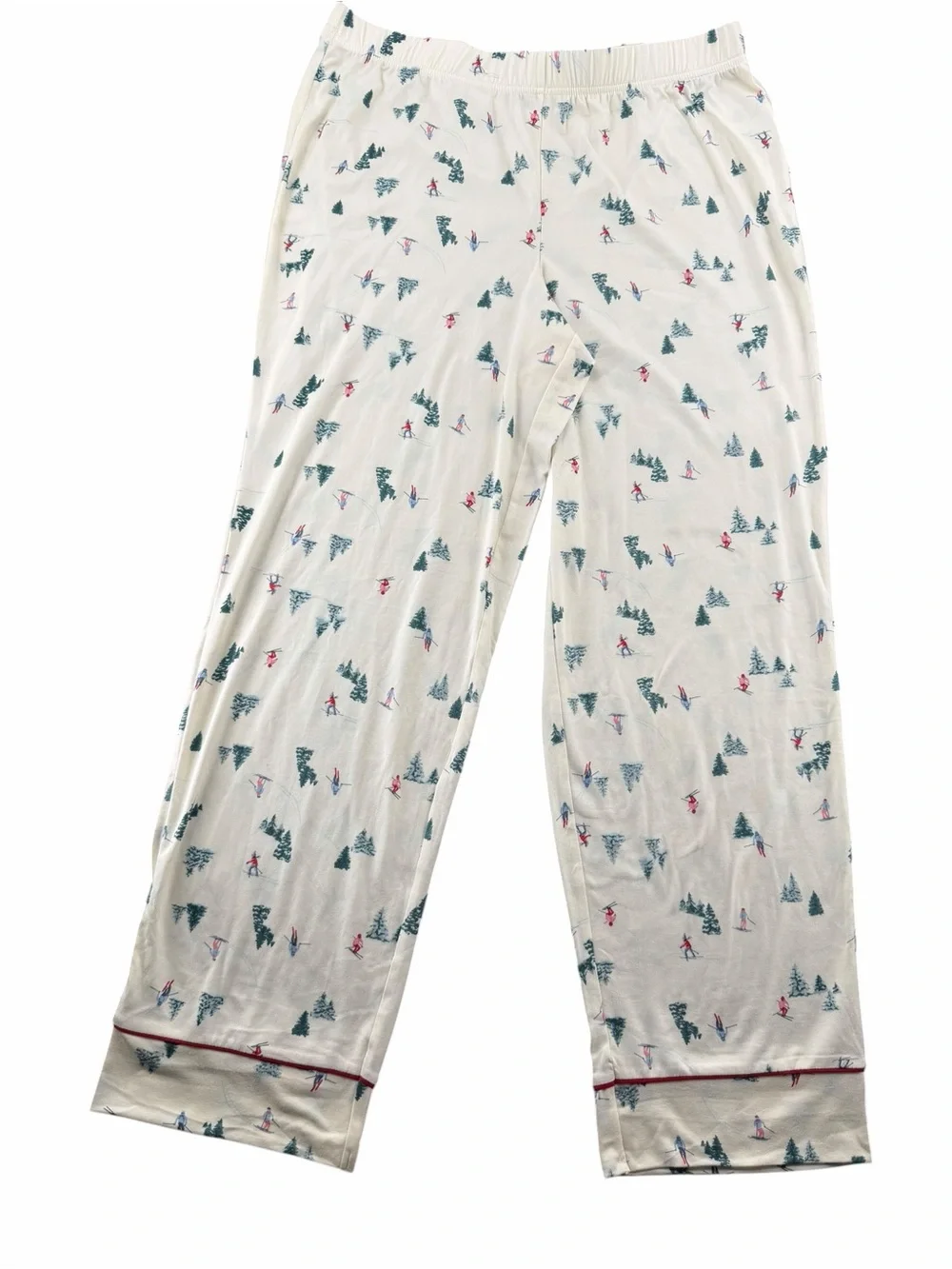 TAHARI Winter Ski Print Pajama Set Long Sleeve Top & Pants Light Weight Size LG