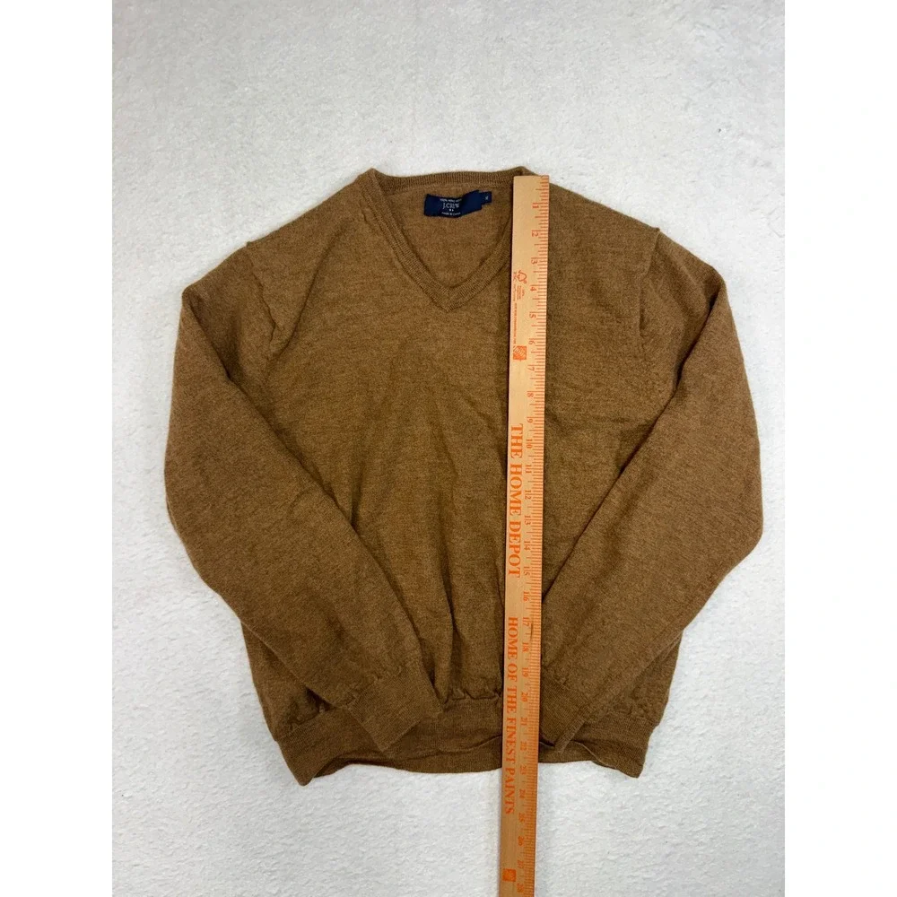 J.Crew Mens XL Merino Wool V-Neck Sweater Heather Brown Camel Knit 100304