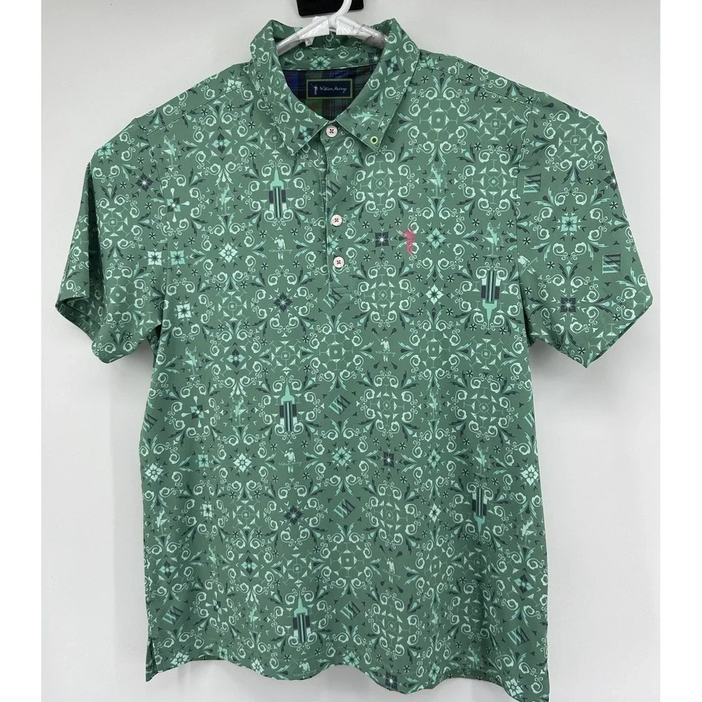 William Murray Golf Green Geometric Print Polo