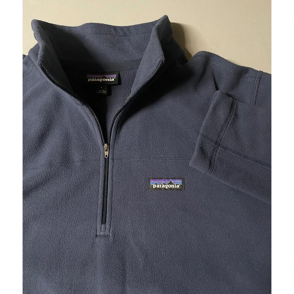 Patagonia Micro D Fleece Quarter Zip Pullover Men Large Navy Blue 26176 FA24