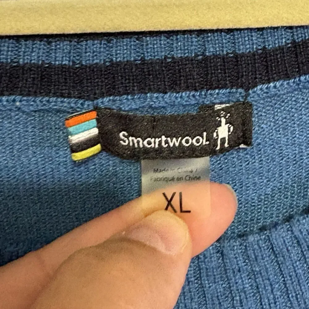 Smartwool Sparwood Crewneck Pullover Sweater Mens Sz XL Blue Mountain Wool Blend