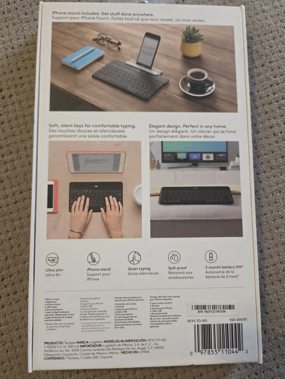 Logitech 920-006701 Keys-to-go Apple iPad, iPhone, Apple TV Portable keyboard