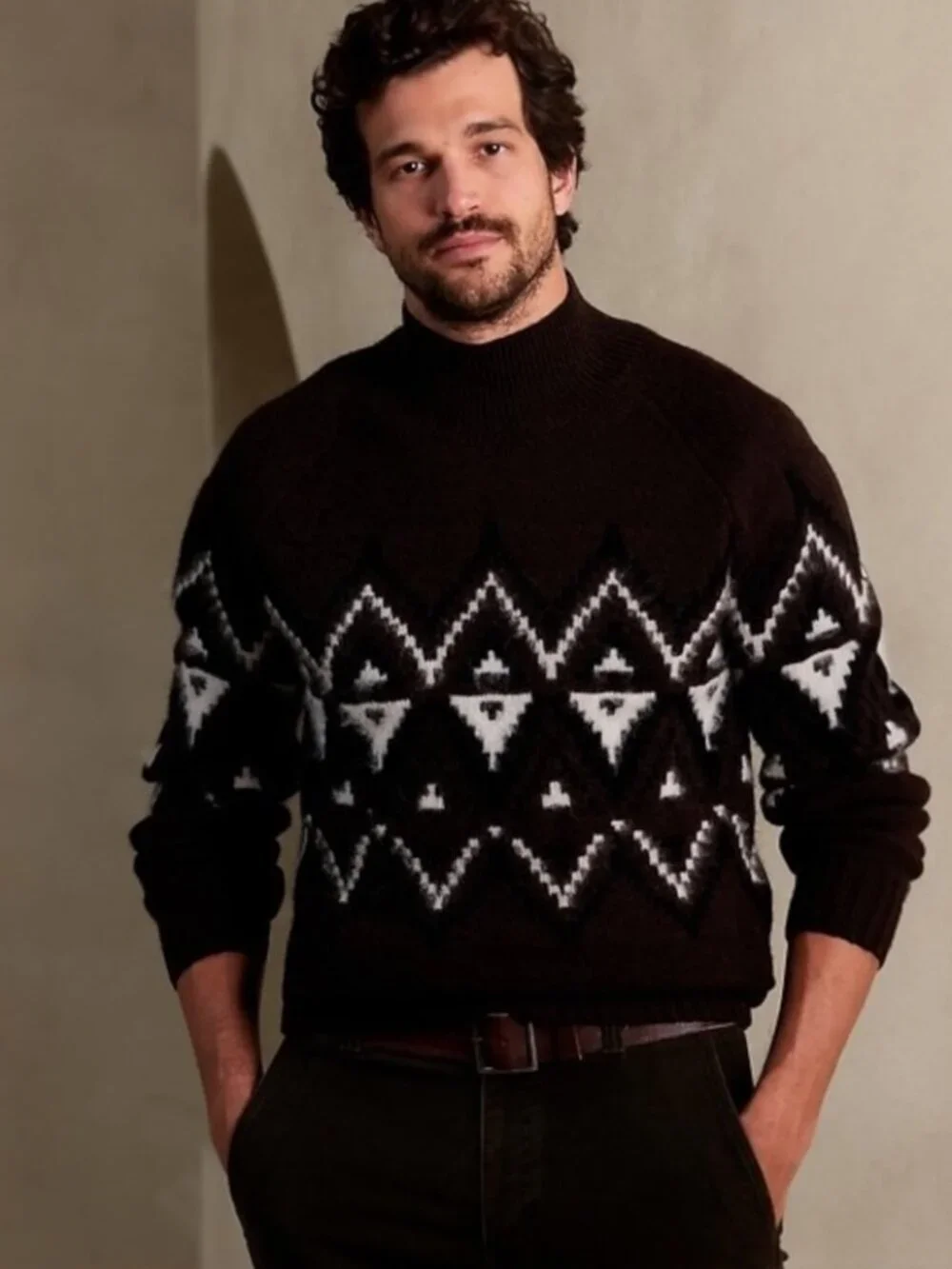 Banana Republic Como Fair Isle Sweater Men’s Size Medium Brown