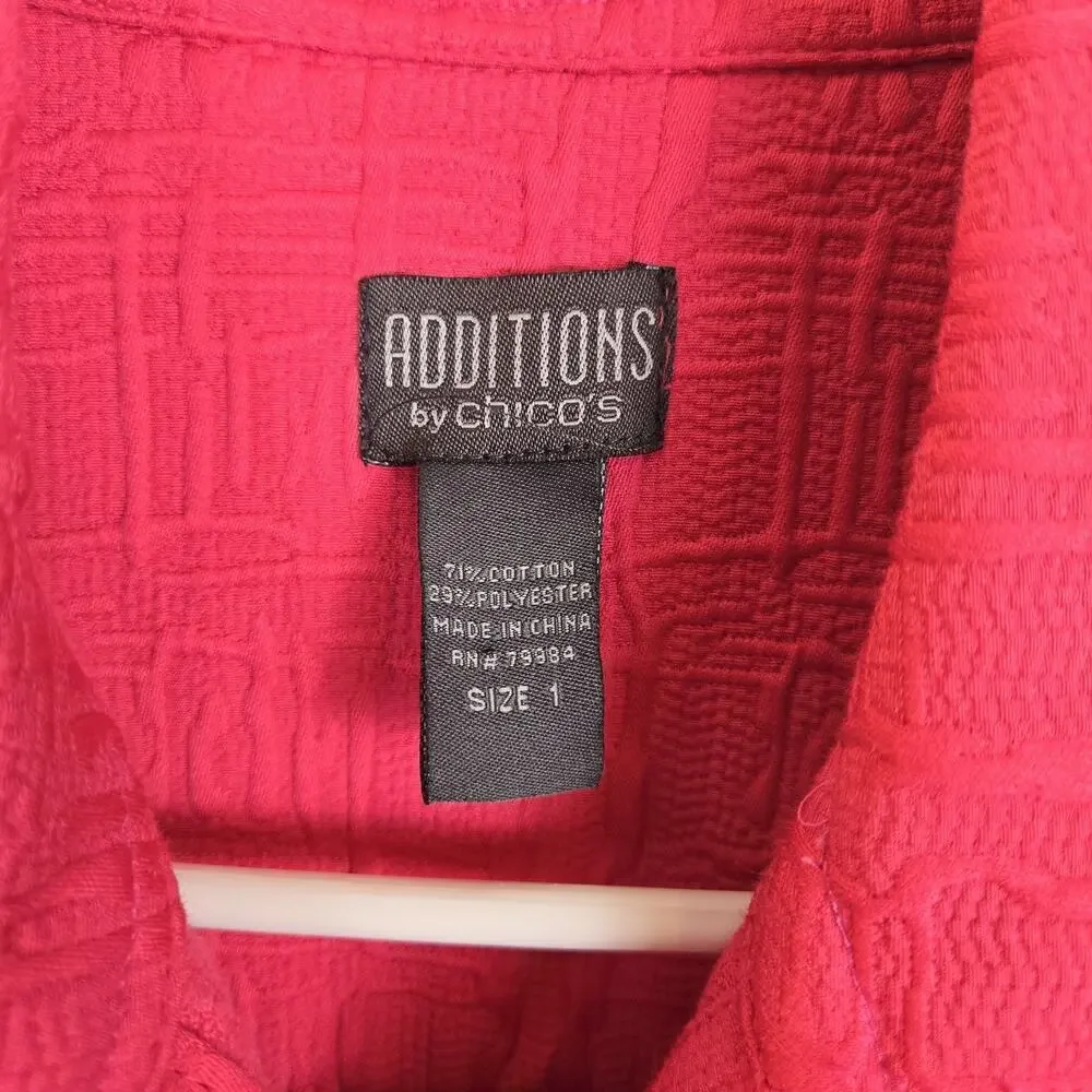 Hot Pink Geo Multicolor Back Jacket Additions By CHICOS Size 1 (M or 10) ARTSY
