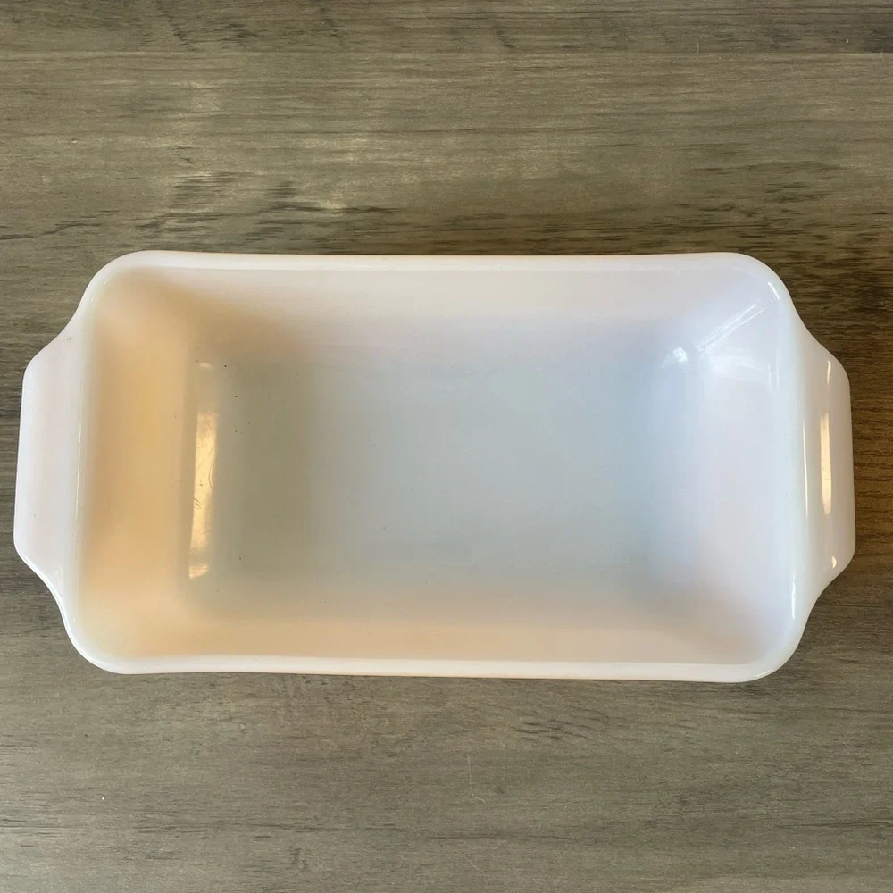 Anchor Hocking FireKing glass bread pan, carnival glass orange color, vintage