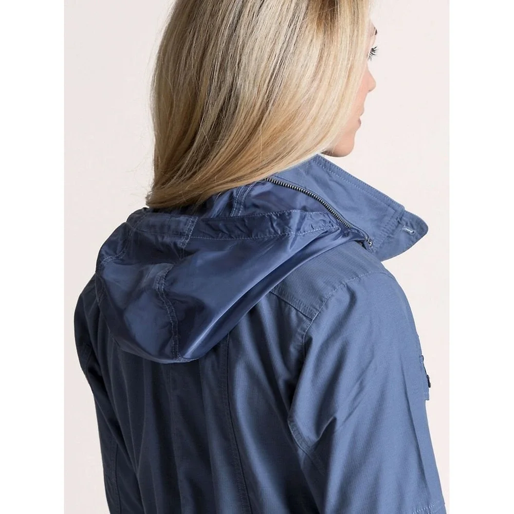 Kuhl Womens Blue Grey Arktik Utility Field Jacket Hidden Hood Size Large