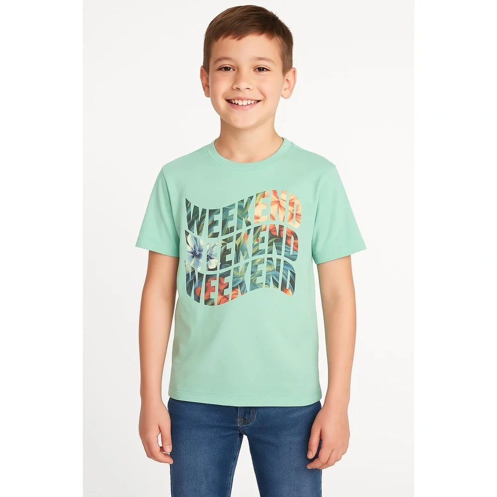 Old Navy Boys Light Green Short Sleeve Floral Print‎ T-Shirt Medium (8)