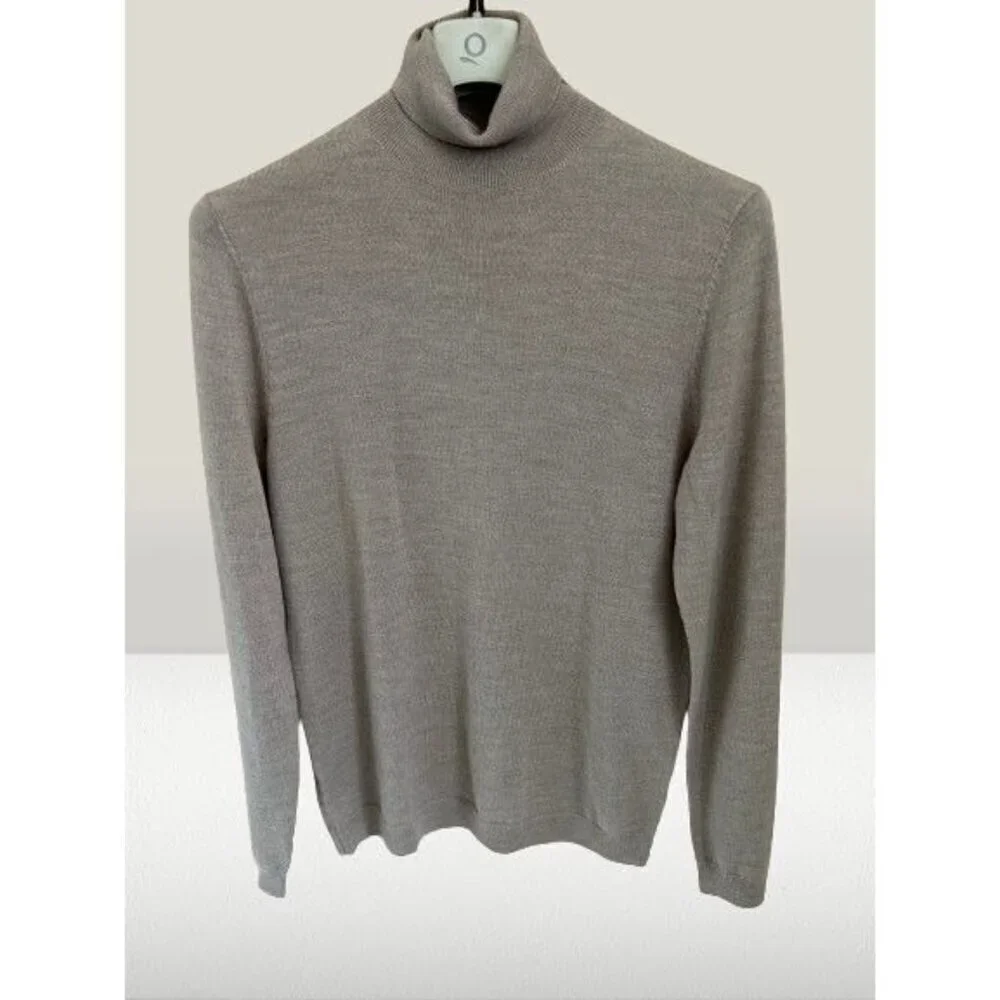 ASOS Merino Wool Knitted Turtleneck Pullover Sweater Dusty Pink/Gray Size Large