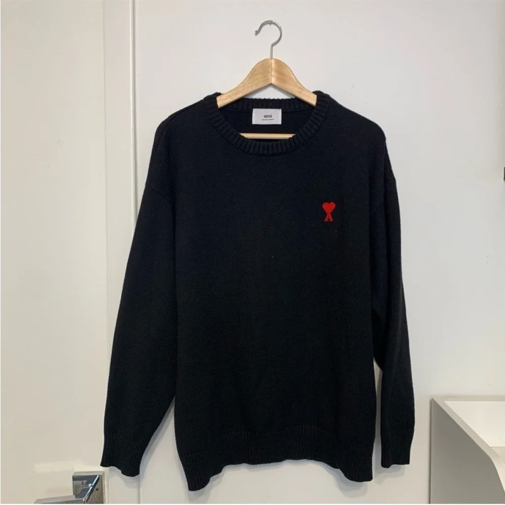 Ami Paris Black Sweater Size Large EUC
