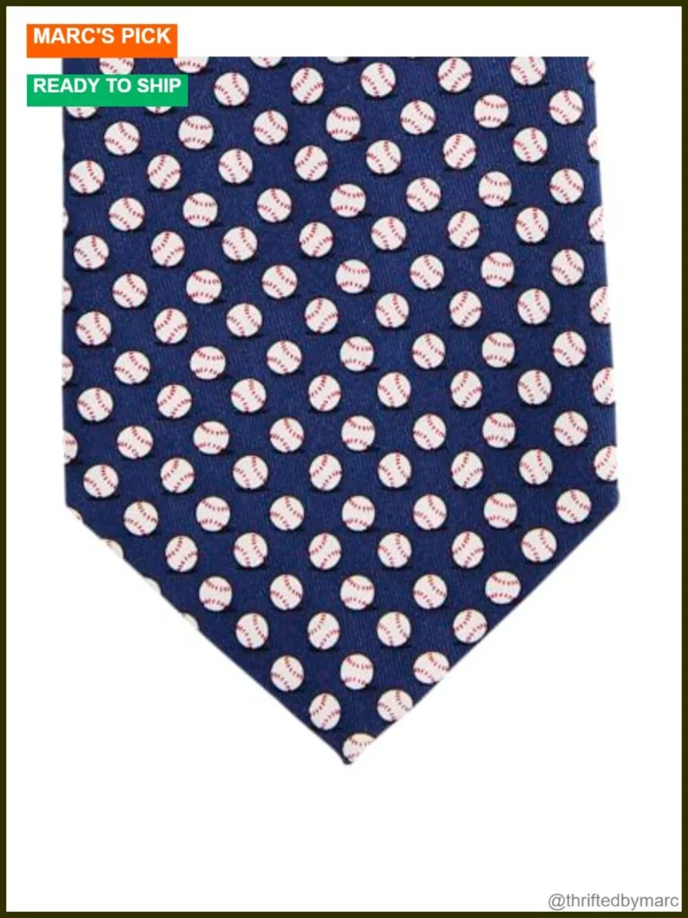 100% Silk Micro Baseball Geo Printed Neck Tie 58 inches Dry Clean Only