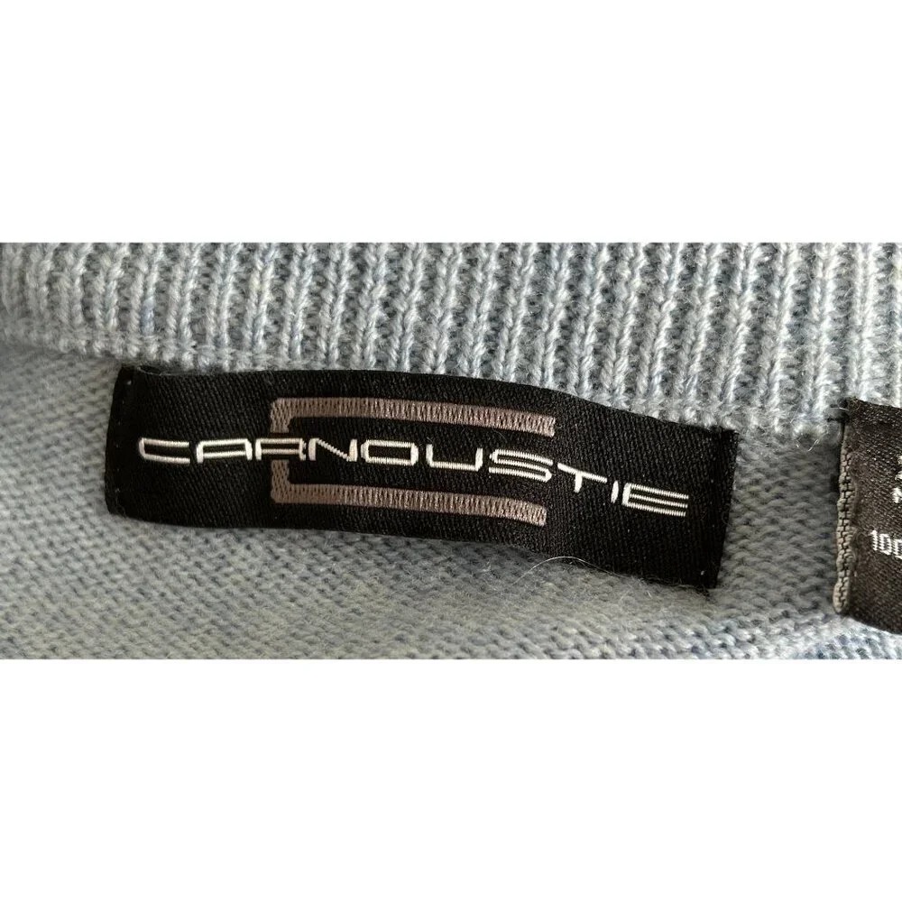 Carnoustie Blue Cable Knit Merino Wool Sleeveless Quarter-Zip Sweater Vest XL
