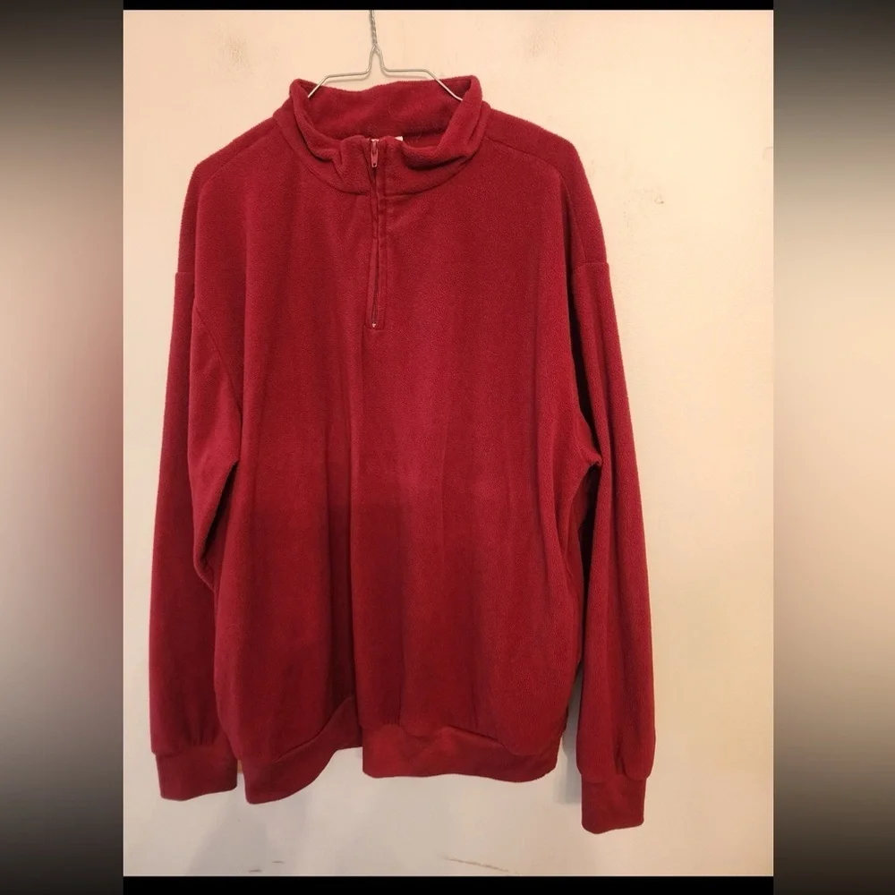 Vintage Y2K Haband red 1/4 zip pullover Fleece sweater size mens large