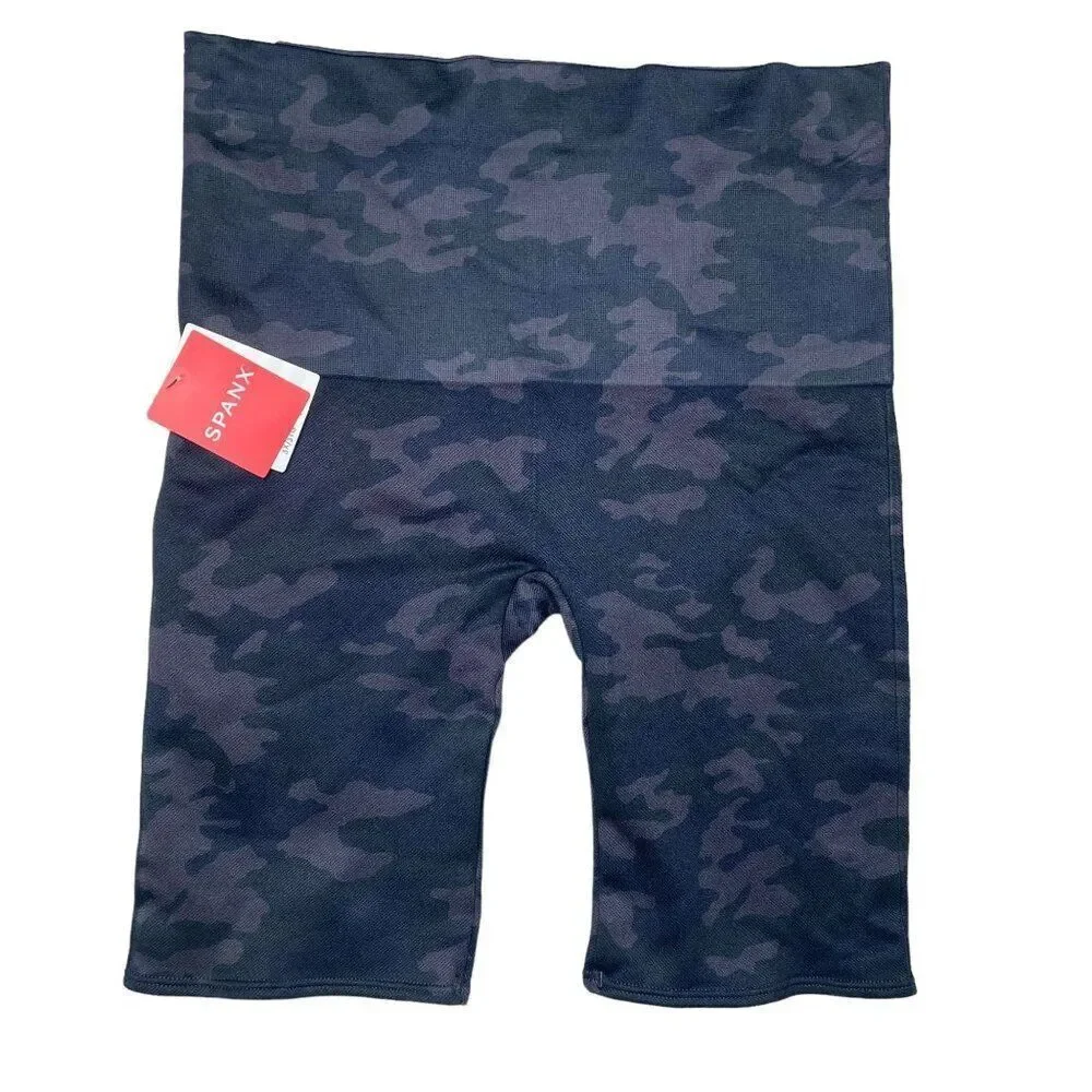 Spanx Black Camo Biker Shorts Size Large Look at me now