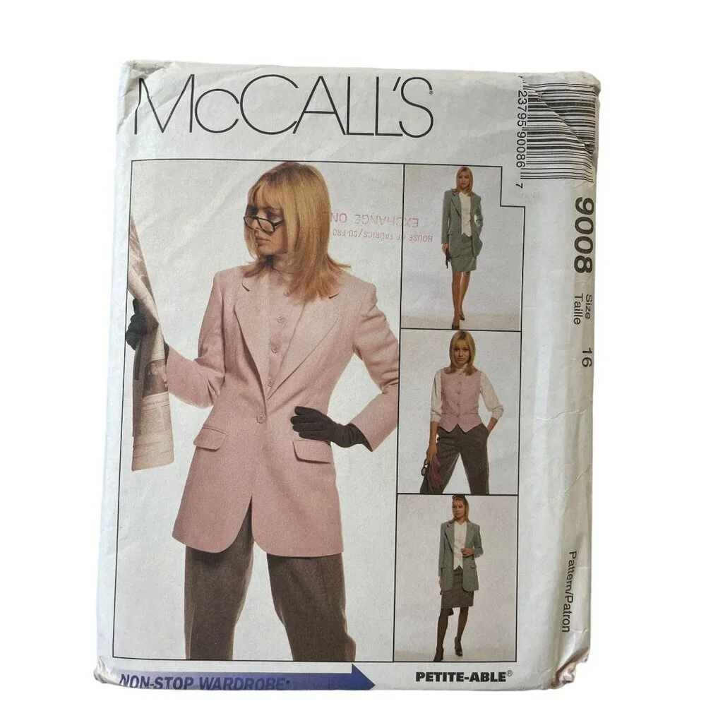 McCalls Sewing Pattern 9008 Jacket Vest Pants Skirt Career Miss‎ 16