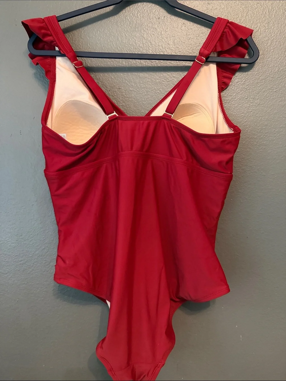 N/A ruched orange ruffle