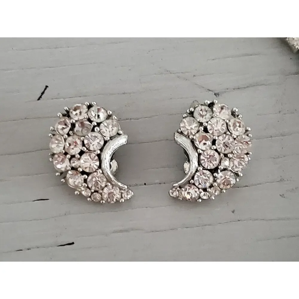 Vintage Lisner Clear Rhinestone Necklace Choker and Earring Set